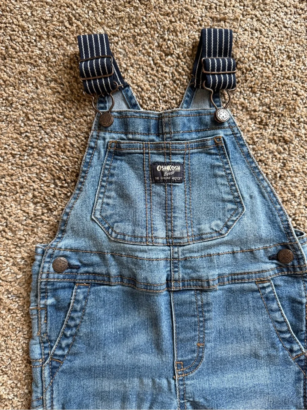 OSHKOSH B’GOSH Medium Wash Denim Overalls with Snap Legs